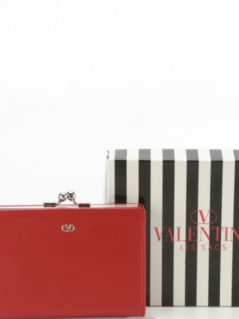 Valentino Compact Bifold Wallet in Red Leather with Box